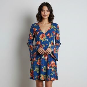 Forever 21 + Blue Floral Skater Dress